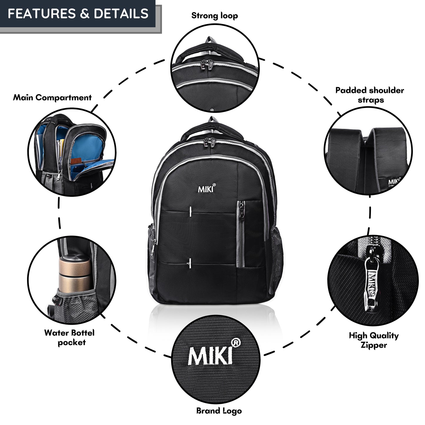 Mikibags School & College Backpack – Spacious, Lightweight & Durable