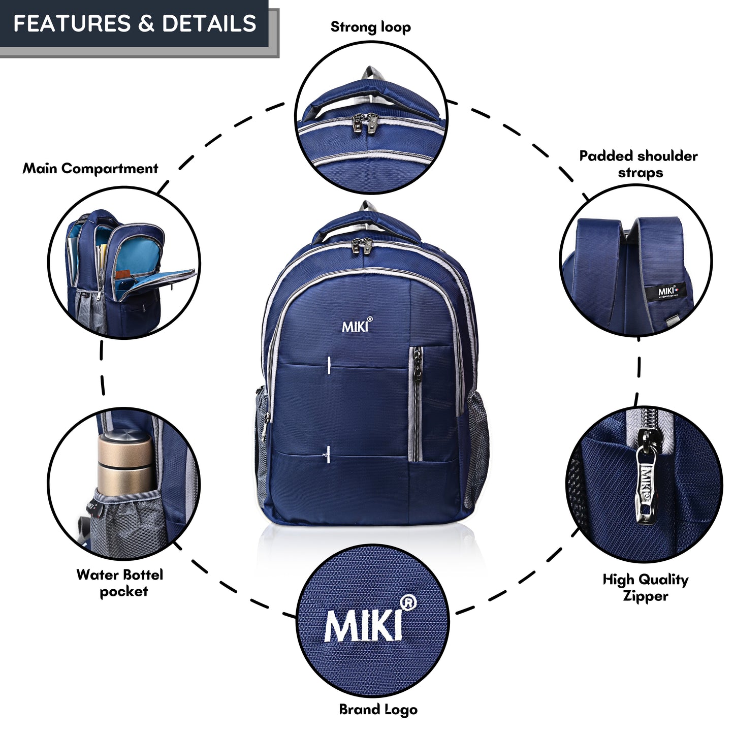 Mikibags School & College Backpack – Spacious, Lightweight & Durable