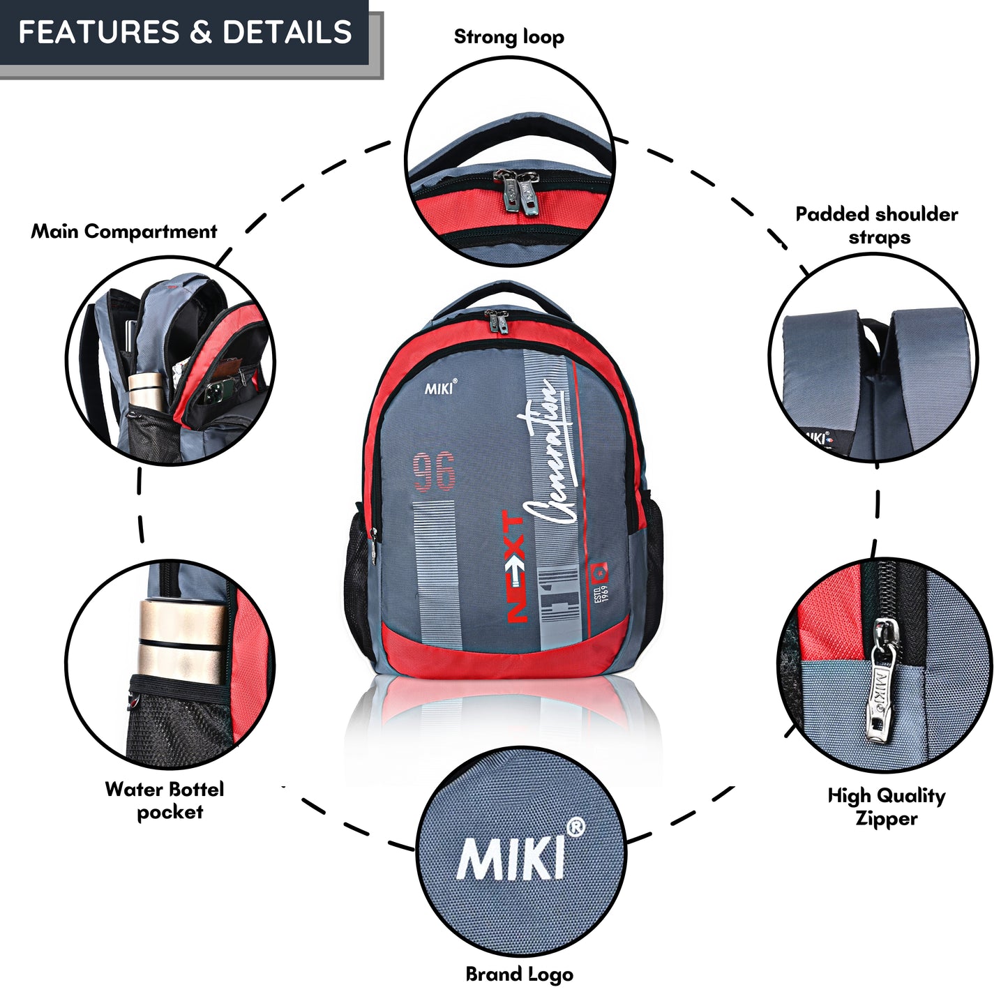 Miki Next Generation School & College Backpack – Modern, Durable & Spacious