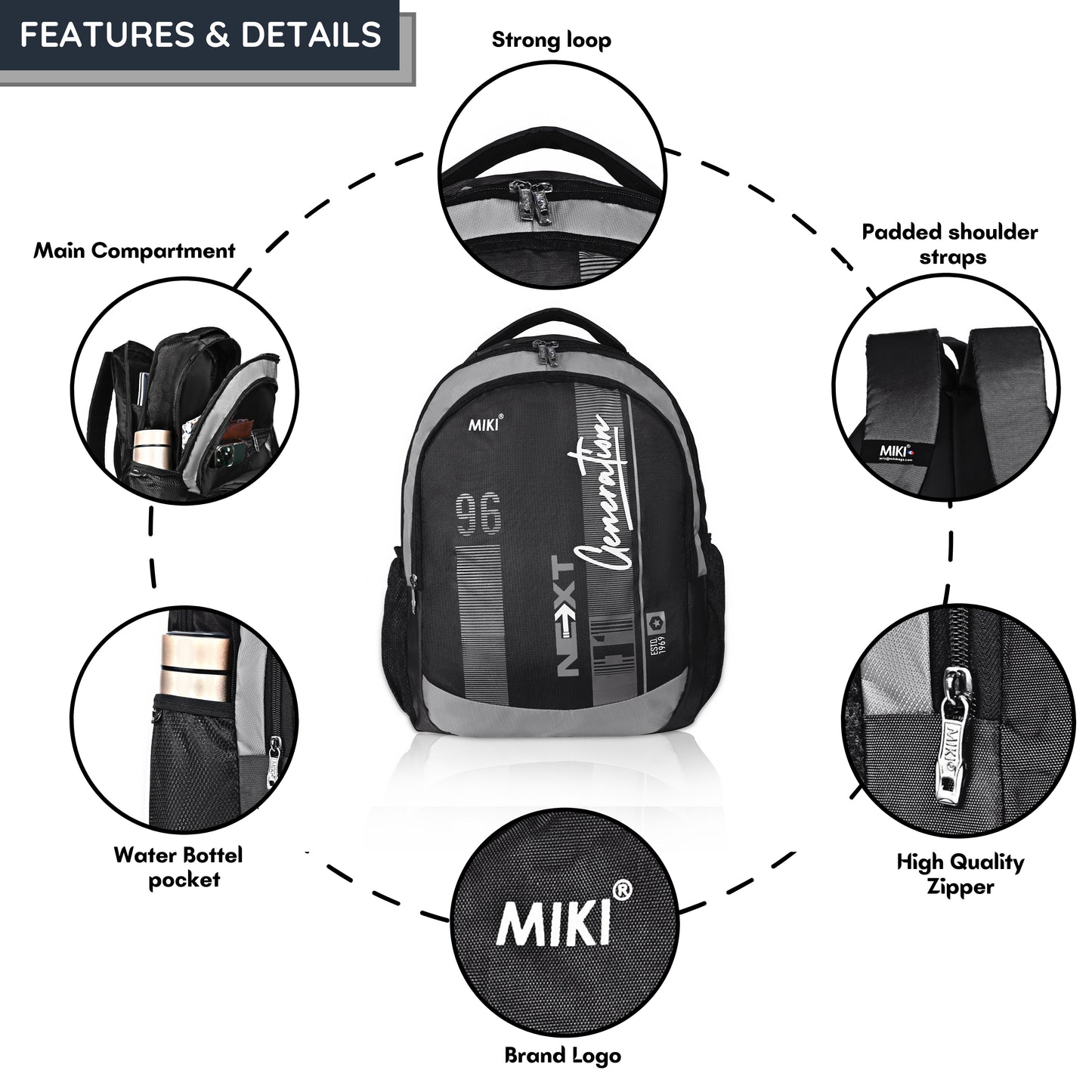 Miki Next Generation School & College Backpack – Modern, Durable & Spacious