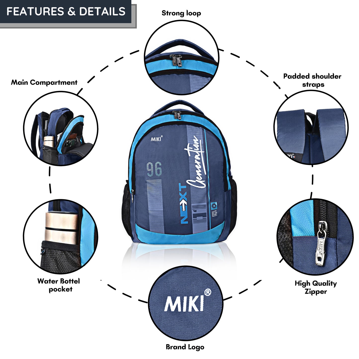 Miki Next Generation School & College Backpack – Modern, Durable & Spacious