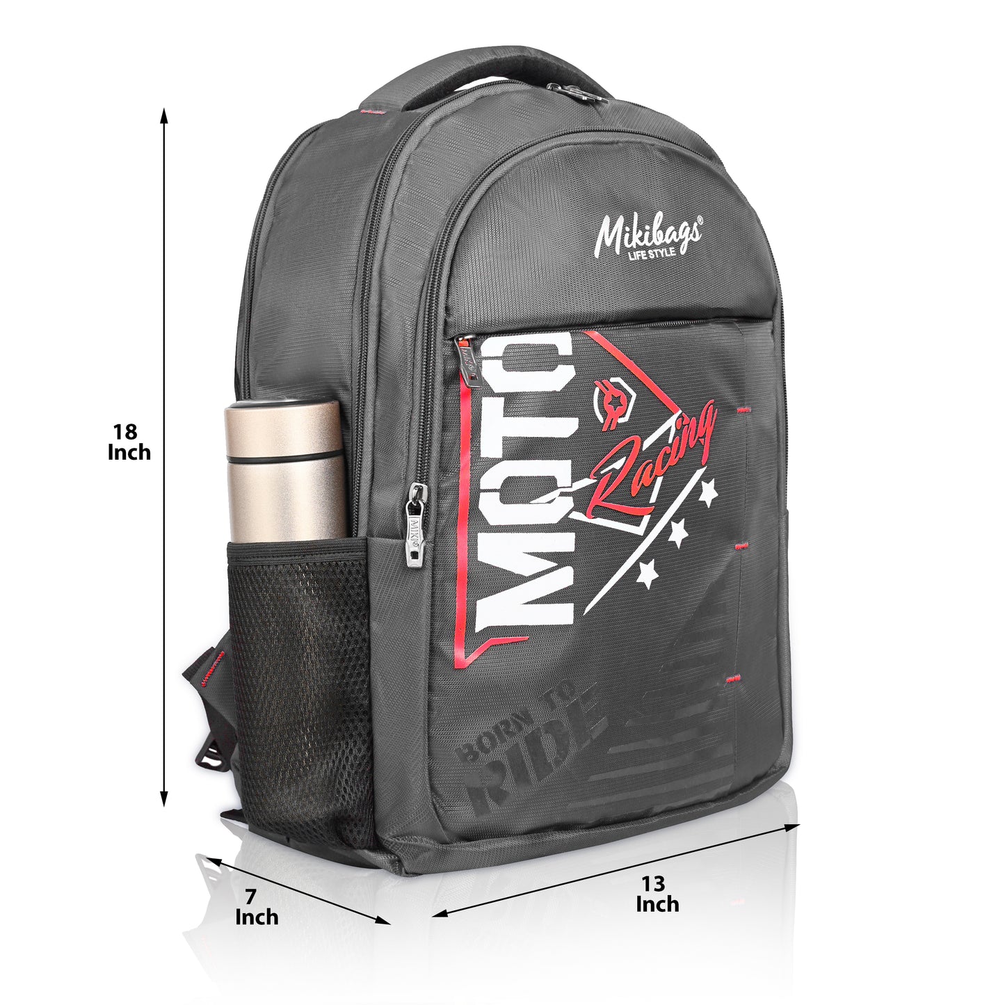Miki Moto Racing Theme School & College Backpack – Stylish, Durable & Comfortable