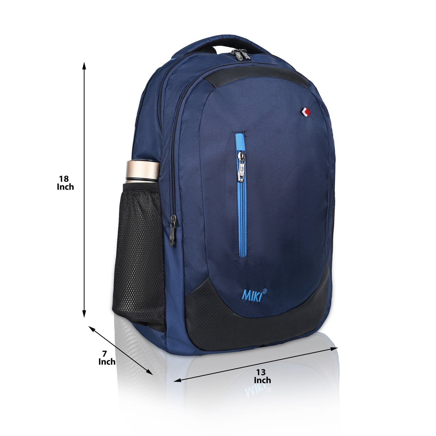 Miki Navy Blue Laptop Backpack for Men & Women | Water-Resistant & Lightweight | Office, College & Travel Bag