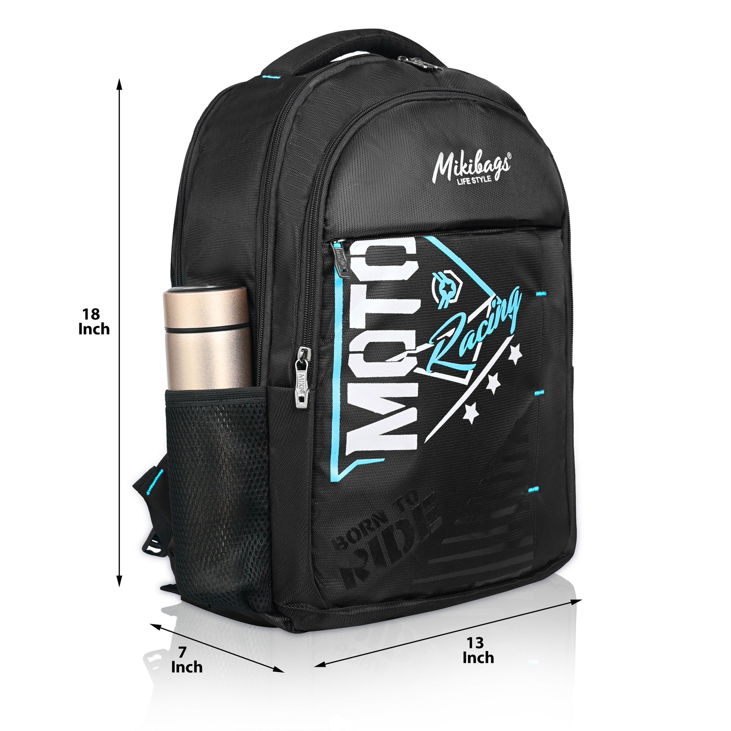 Miki Moto Racing Theme School & College Backpack – Stylish, Durable & Comfortable